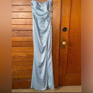 Elegant Light Blue Strapless Gown